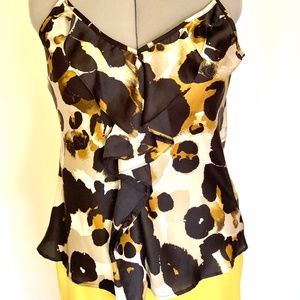 CAbi Leopard Print Ingenue Ruffle Trim Cami